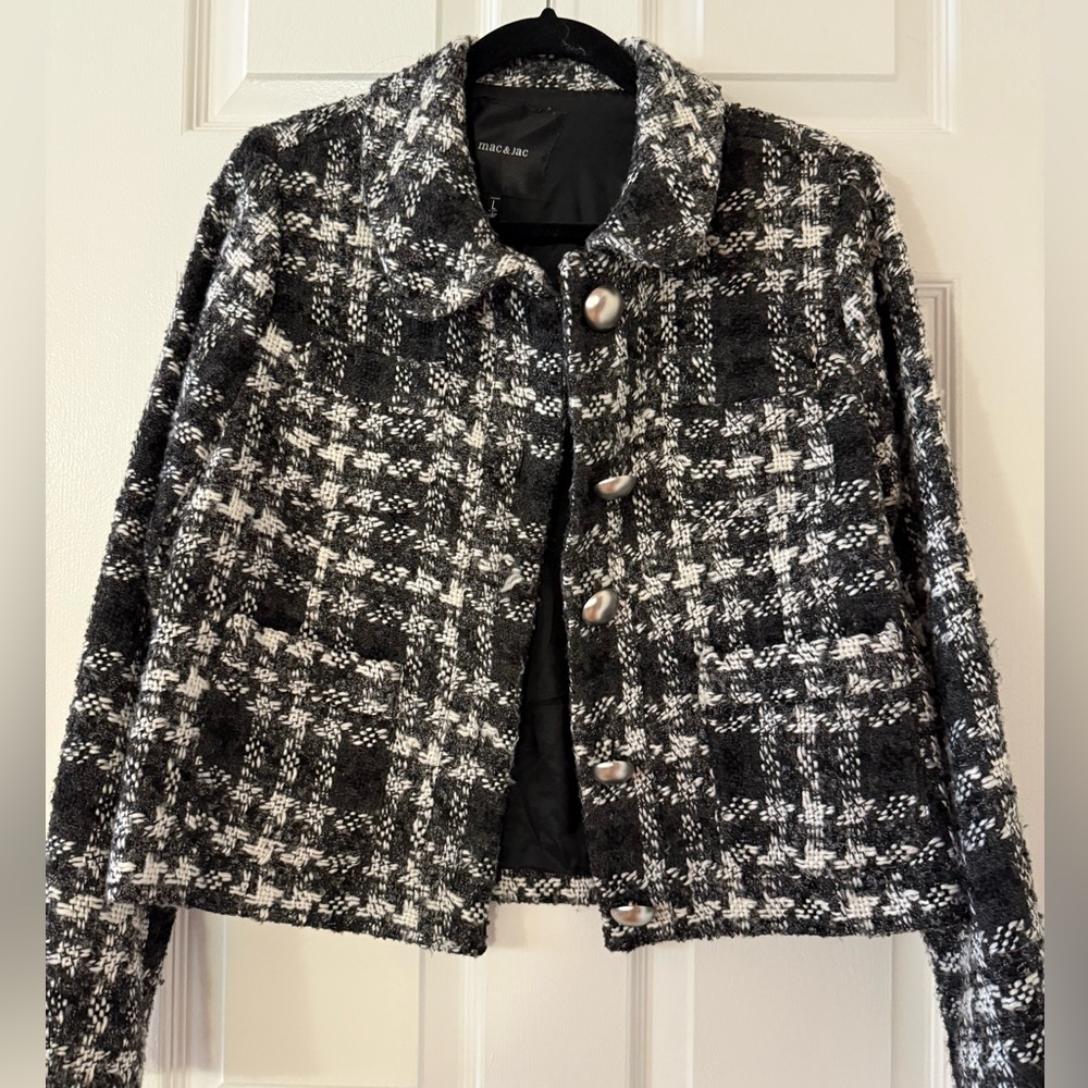 Mac & Jac Black and White plaid Blazer